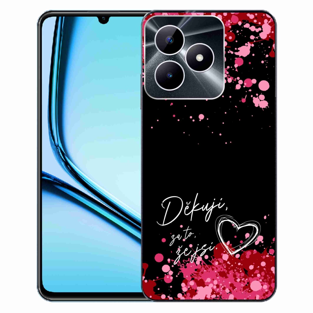Gélový kryt mmCase na Realme Note 50 - zamilovaný text 2 čierne pozadie