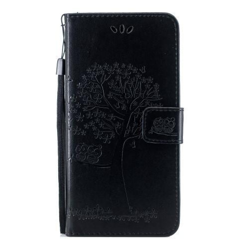 Tree PU kožené peněženkové puzdro na mobil Honor 20 Lite/Honor 20e - čierne