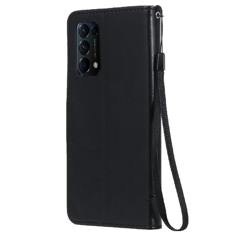 Tree PU kožené peňaženkové púzdro na mobil Oppo Reno 5 4G/5G - čierne