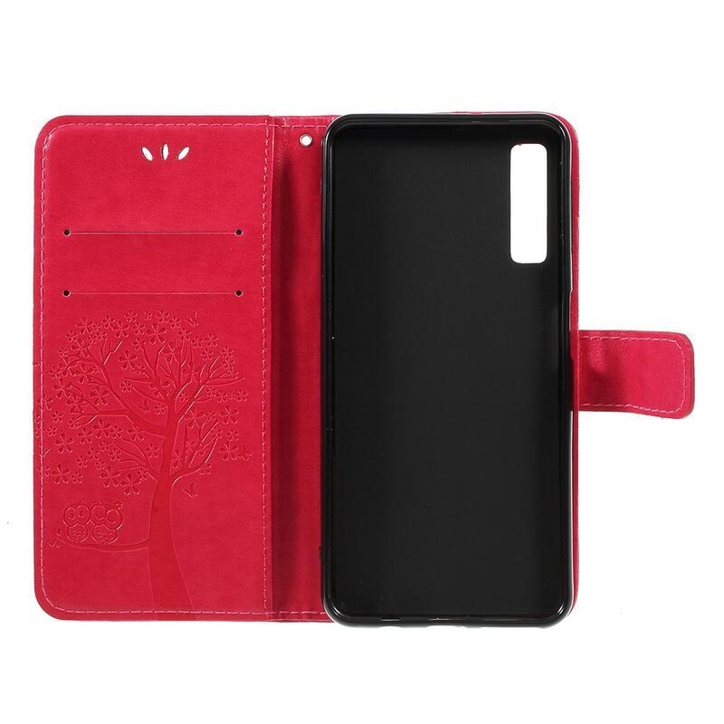 Tree PU kožené peňaženkové púzdro na mobil Samsung Galaxy A7 (2018) - rose