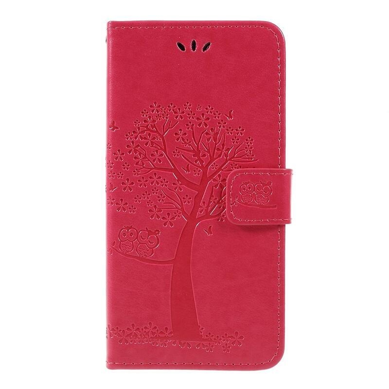 Tree PU kožené peňaženkové púzdro na mobil Samsung Galaxy A7 (2018) - rose