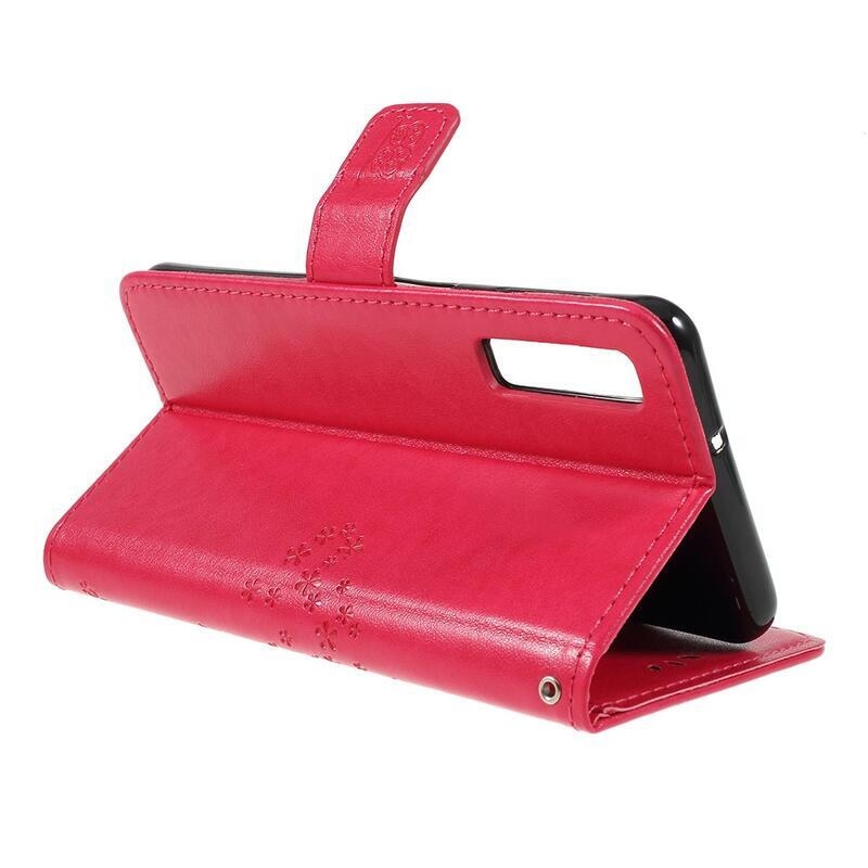 Tree PU kožené peňaženkové púzdro na mobil Samsung Galaxy A7 (2018) - rose