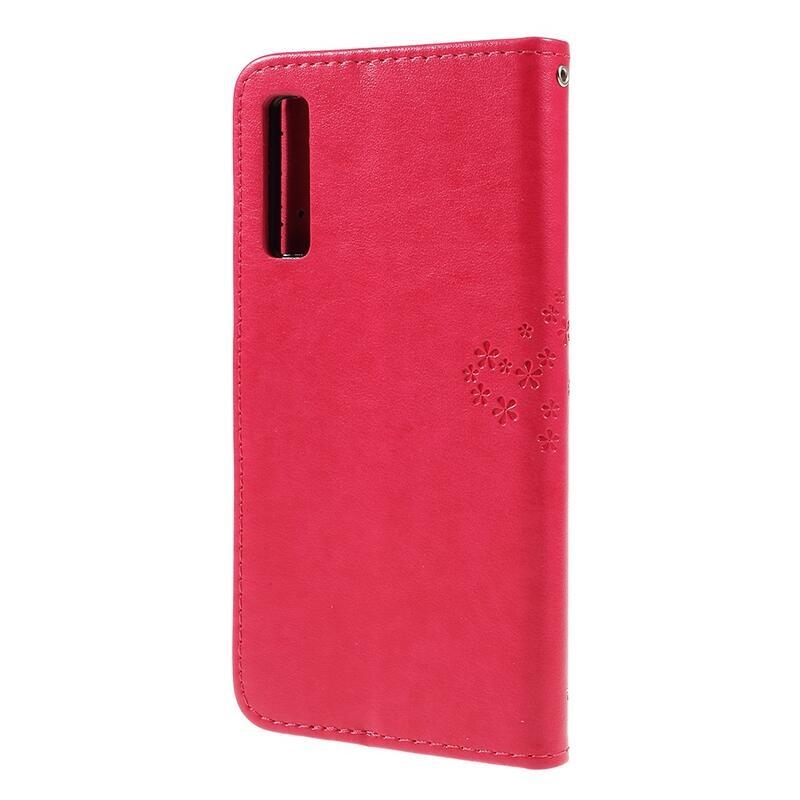 Tree PU kožené peňaženkové púzdro na mobil Samsung Galaxy A7 (2018) - rose