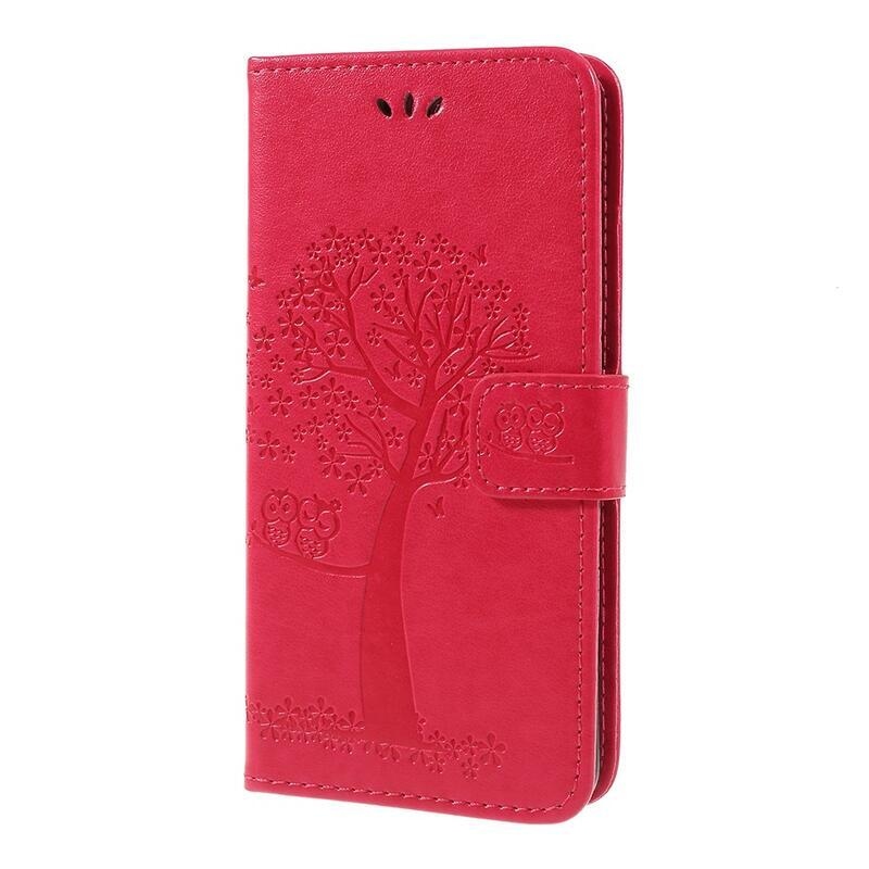 Tree PU kožené peňaženkové púzdro na mobil Samsung Galaxy A7 (2018) - rose