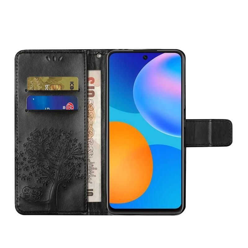 Tree PU kožené peněženkové puzdro na mobil Xiaomi 11T / 11T Pro - čierne