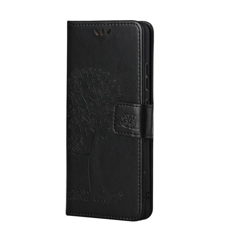 Tree PU kožené peněženkové puzdro na mobil Xiaomi 11T / 11T Pro - čierne