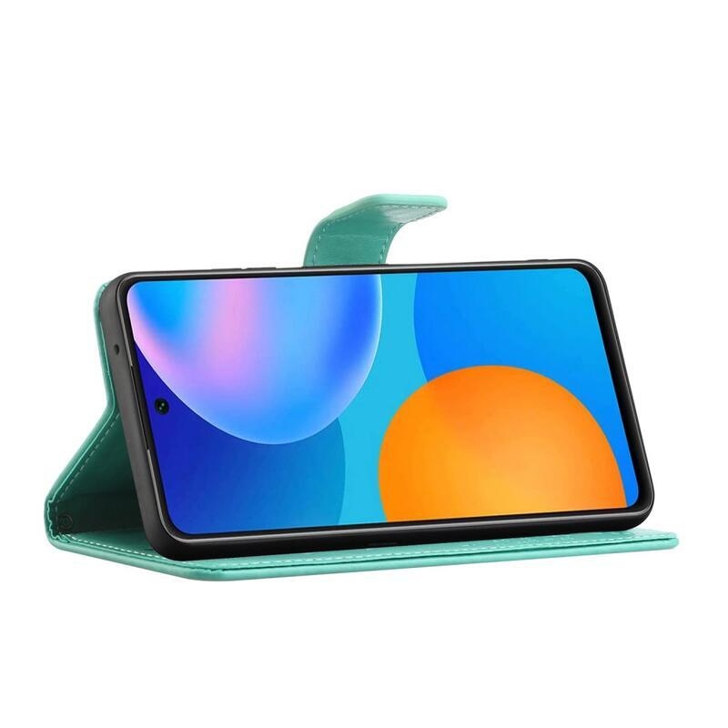 Tree PU kožené peněženkové puzdro na mobil Xiaomi 11T / 11T Pro - cyan