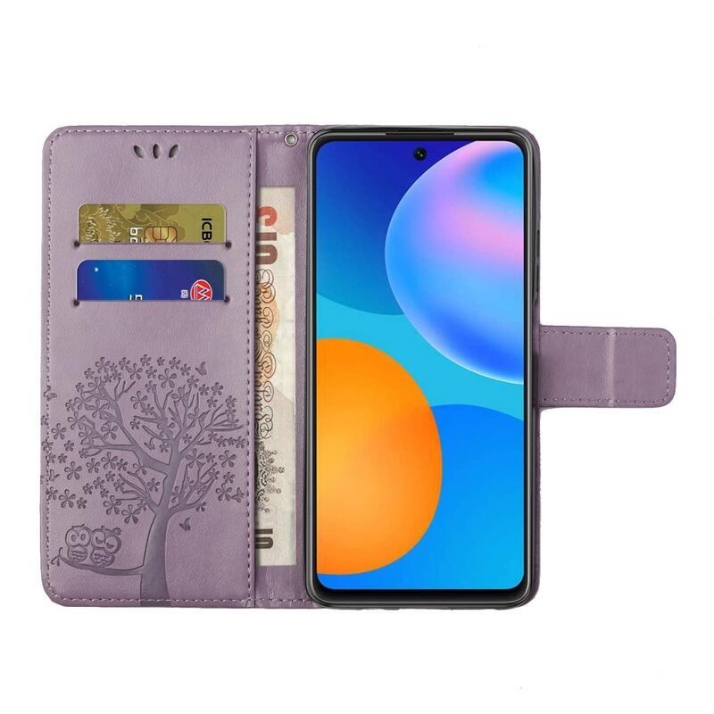 Tree PU kožené peněženkové puzdro na mobil Xiaomi 11T / 11T Pro - fialové