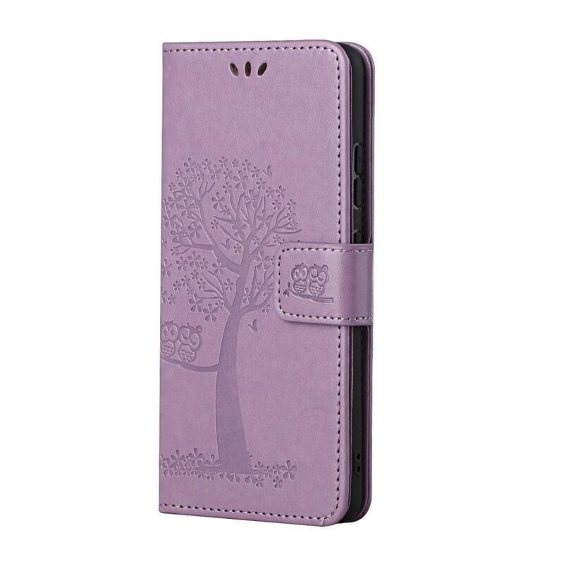 Tree PU kožené peněženkové puzdro na mobil Xiaomi 11T / 11T Pro - fialové