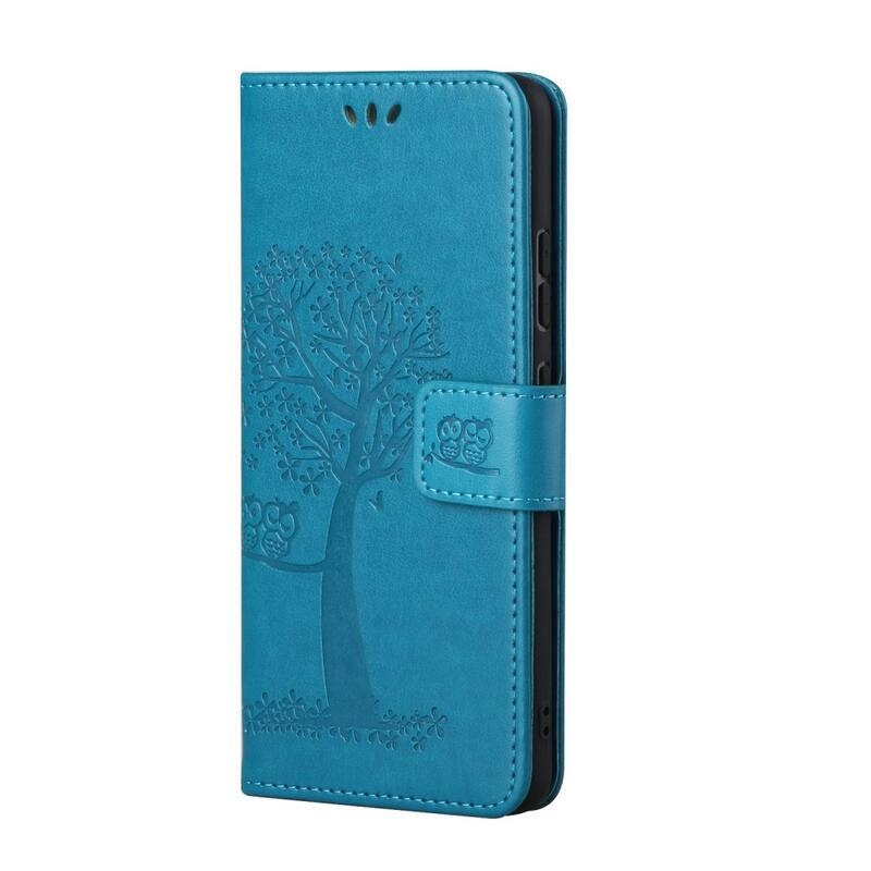 Tree PU kožené peněženkové puzdro na mobil Xiaomi 11T / 11T Pro - modré