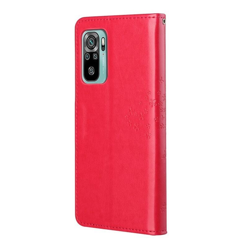 Tree PU kožené peněženkové puzdro na mobil Xiaomi Redmi 10/Redmi 10 (2022) - červené