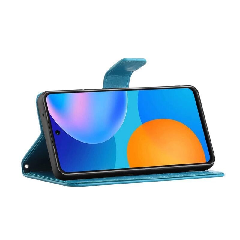 Tree PU kožené peněženkové puzdro na mobil Xiaomi Redmi 10/Redmi 10 (2022) - modré