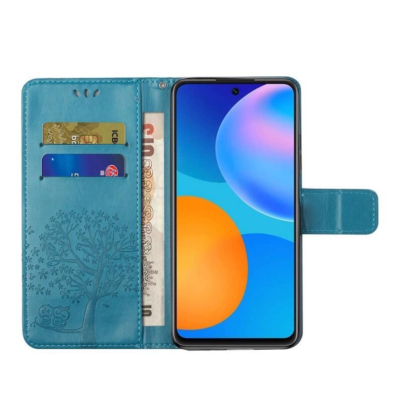 Tree PU kožené peněženkové puzdro na mobil Xiaomi Redmi 10/Redmi 10 (2022) - modré