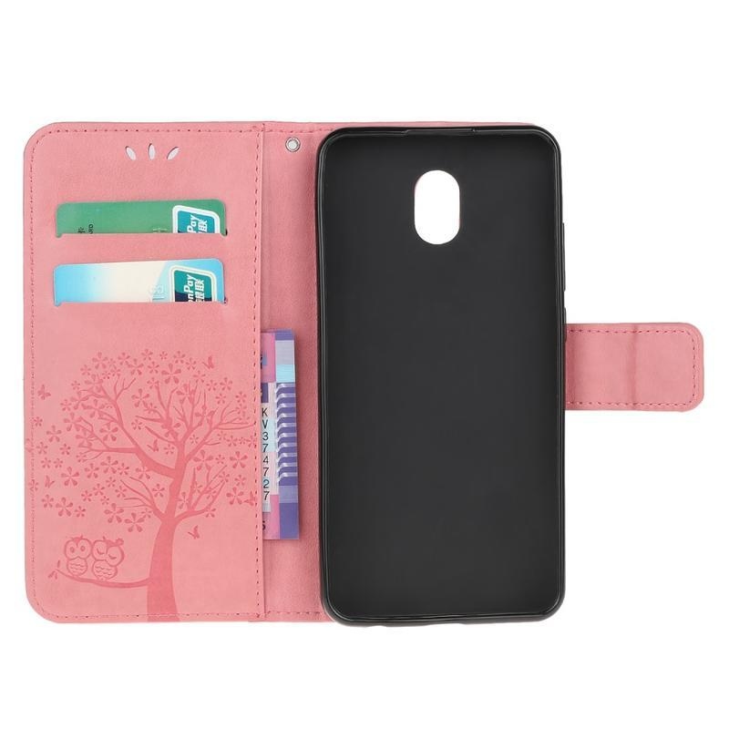 Tree PU kožené peněženkové puzdro na mobil Xiaomi Redmi 8A - ružový