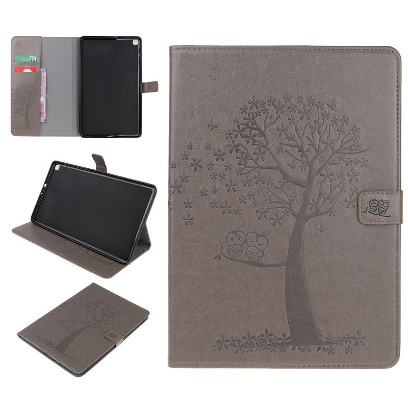 Tree PU kožené puzdro pre tablet Samsung Galaxy Tab S6 Lite - šedé