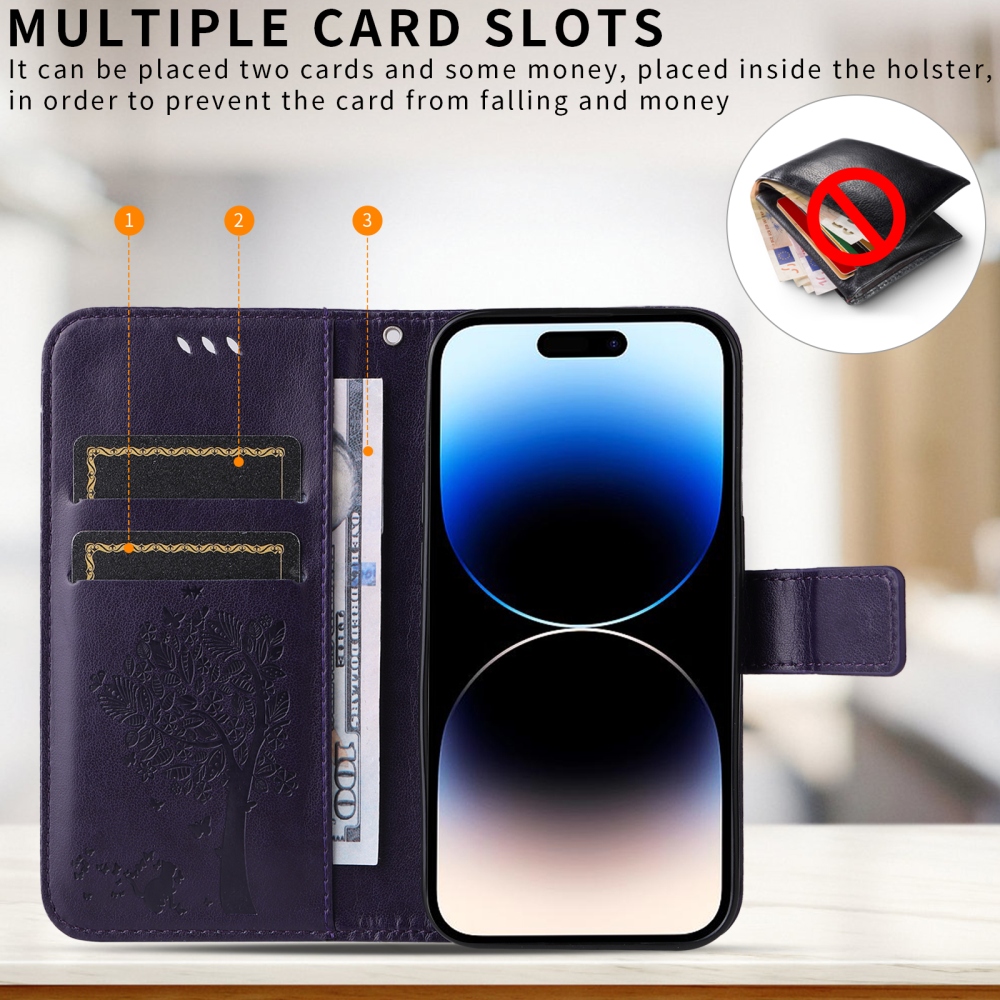 Trees knižkové puzdro na Honor 600 Lite 5G - tmavofialové