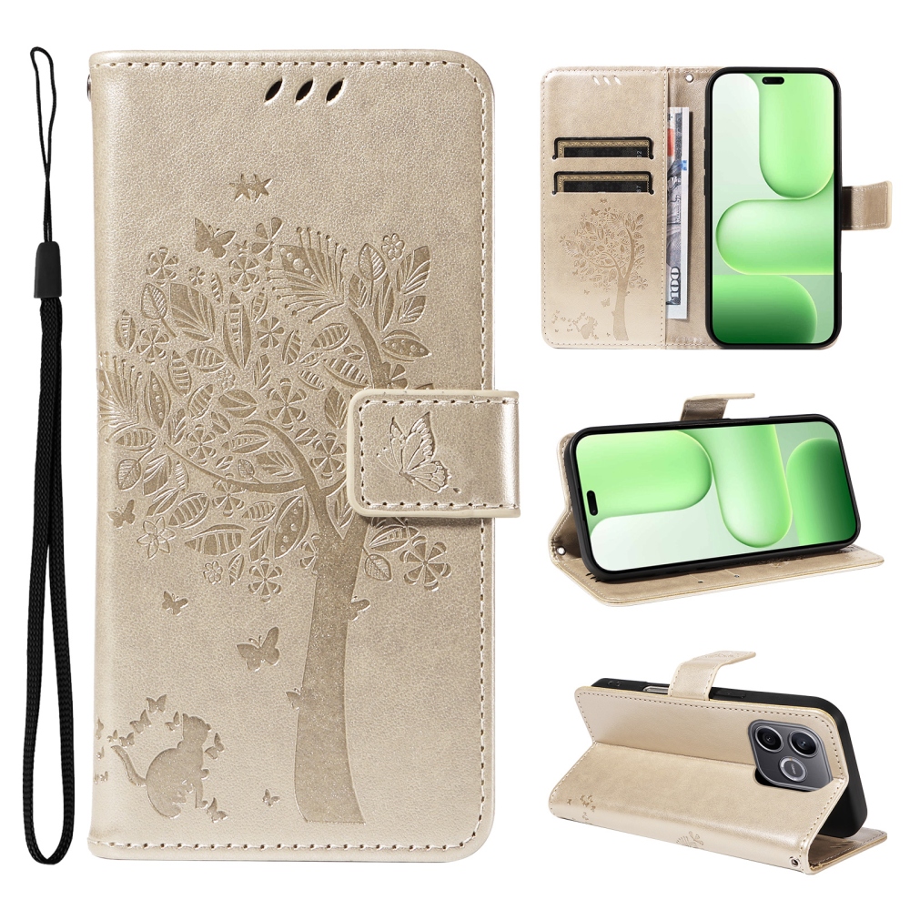 Trees knižkové puzdro na Honor 600 Lite 5G - zlaté