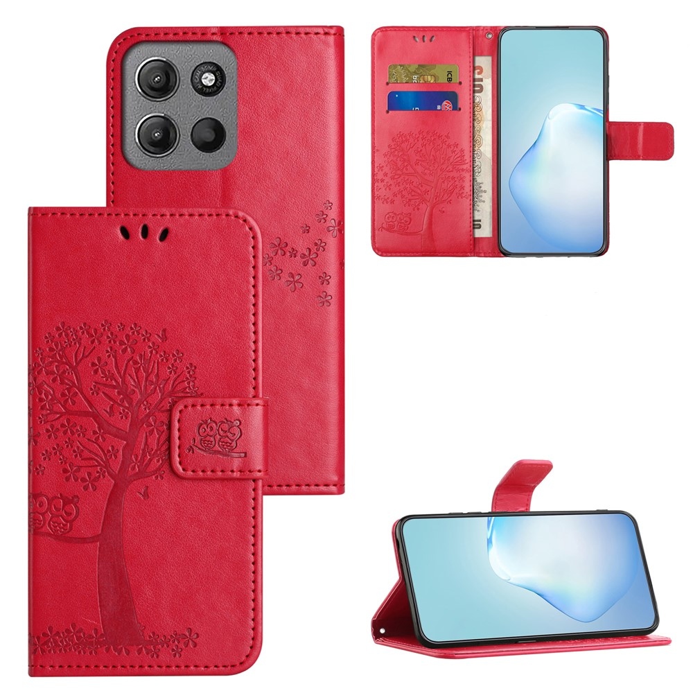 Trees knižkové púzdro na Motorola Moto G57 Power 5G - červené