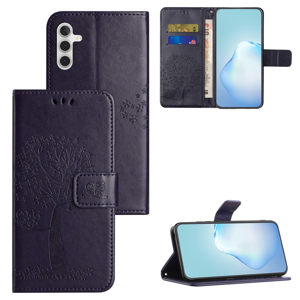 Trees knižkové puzdro na Samsung Galaxy A37 5G - tmavofialové