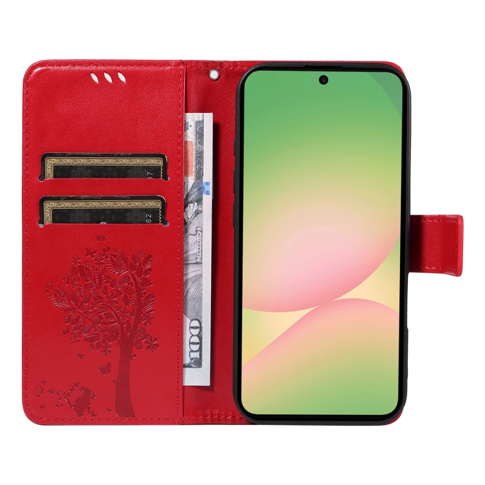 Trees knižkové púzdro na Samsung Galaxy A57 5G - červené