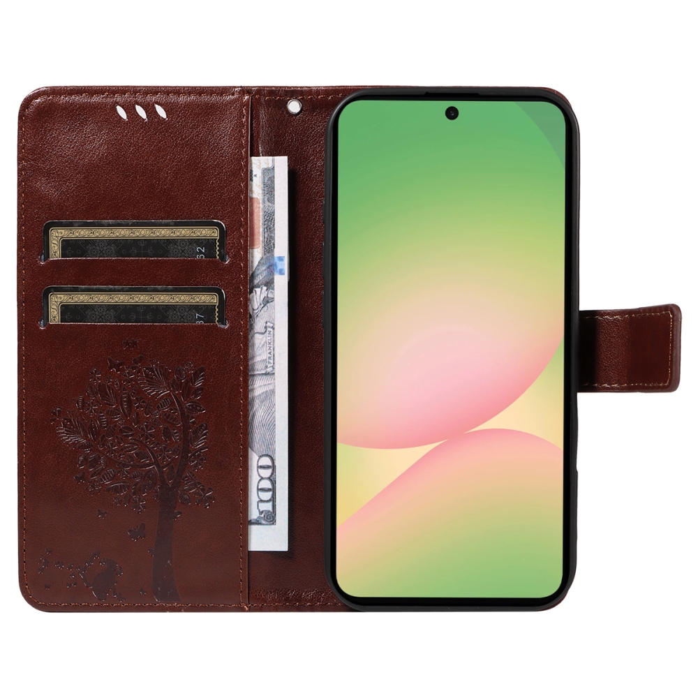 Trees knižkové púzdro na Samsung Galaxy A57 5G - hnedé