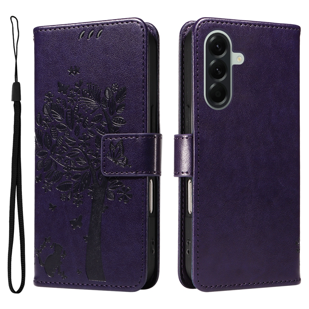 Trees knižkové púzdro na Samsung Galaxy A57 5G - tmavofialové