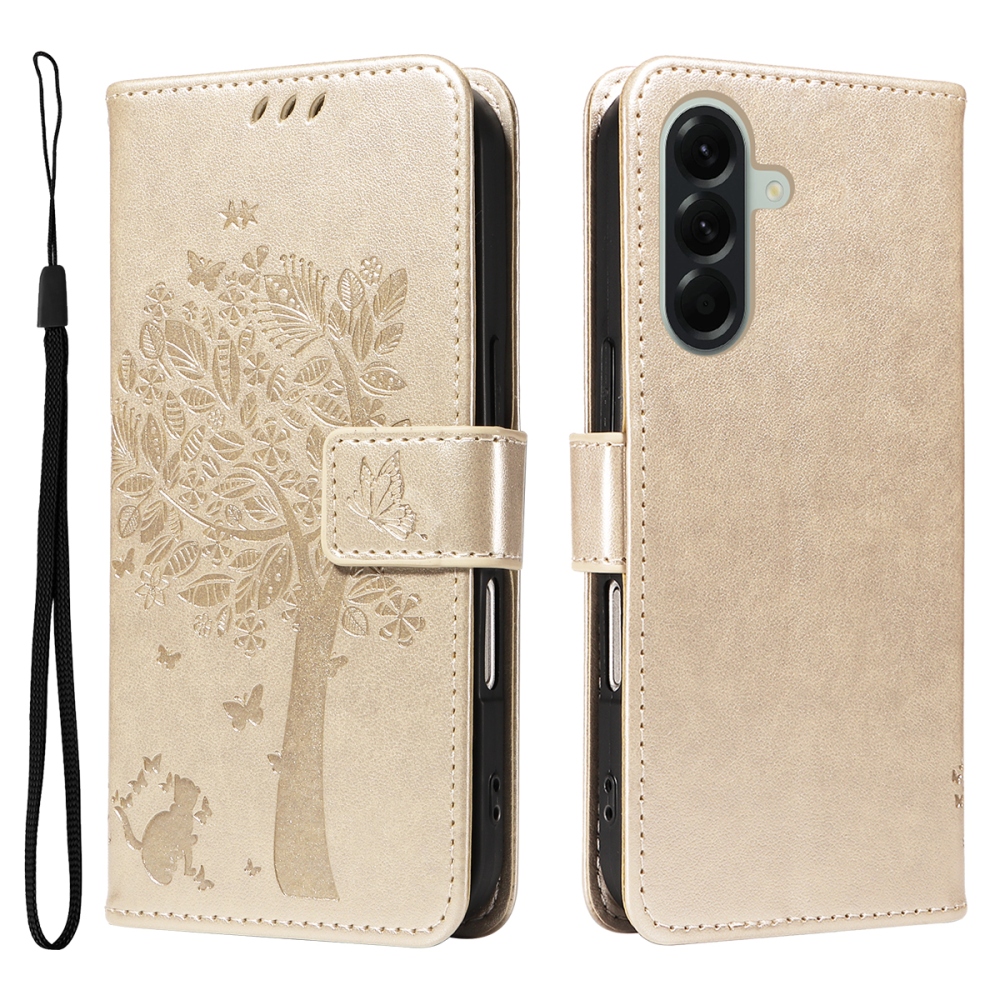 Trees knižkové púzdro na Samsung Galaxy A57 5G - zlaté
