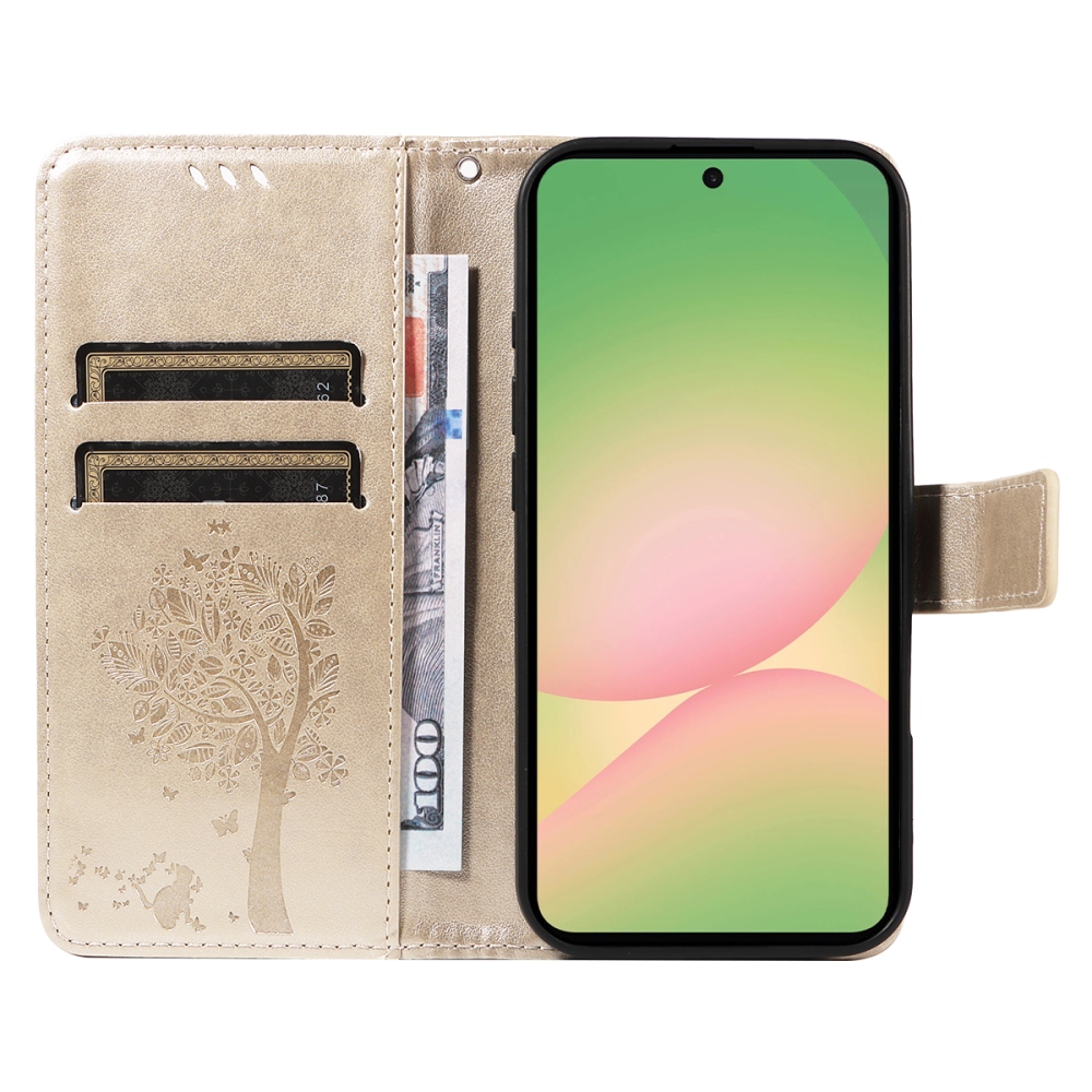 Trees knižkové púzdro na Samsung Galaxy A57 5G - zlaté