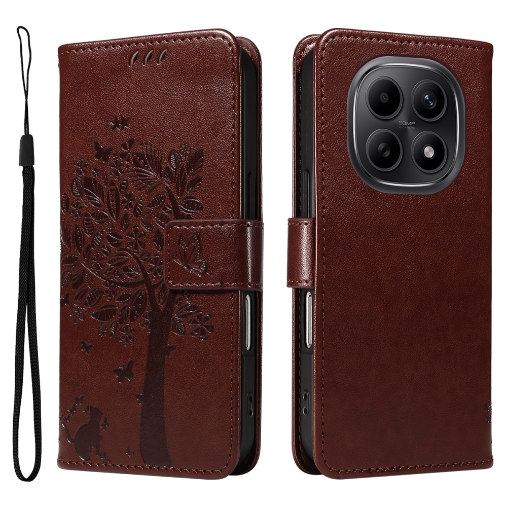 Trees knižkové púzdro na Xiaomi Poco M8 5G/Redmi Note 15 5G/Note 15 4G - hnedé