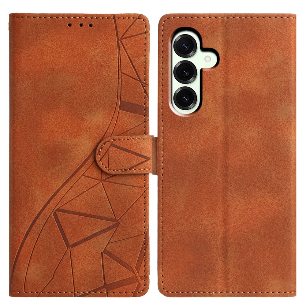 Triangly knižkové púzdro na Samsung Galaxy A57 5G - hnedé