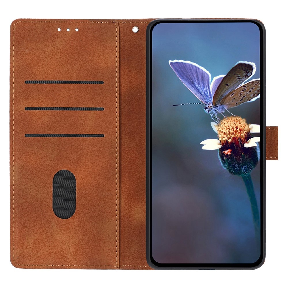 Triangly knižkové púzdro na Samsung Galaxy A57 5G - hnedé