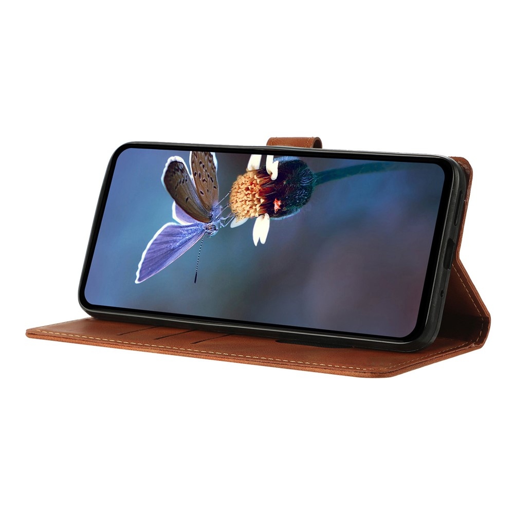 Triangly knižkové púzdro na Samsung Galaxy A57 5G - hnedé