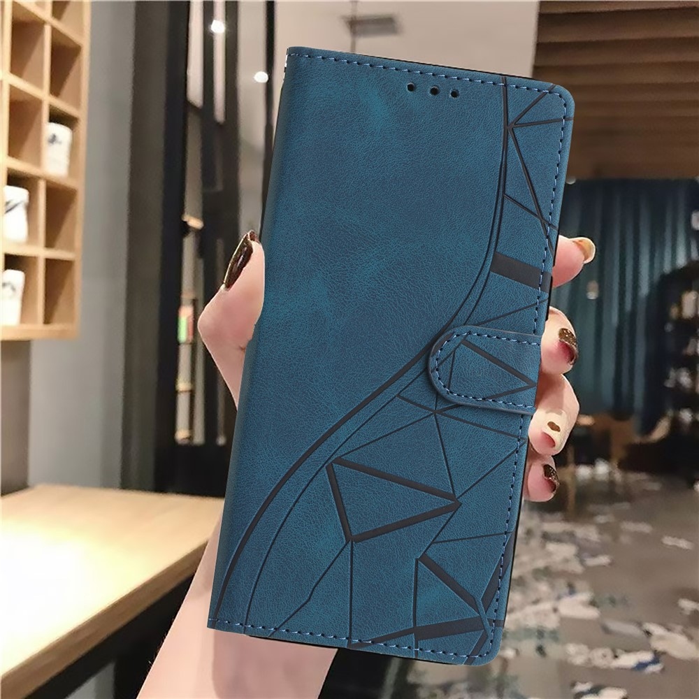 Triangly knižkové púzdro na Samsung Galaxy A57 5G - modré