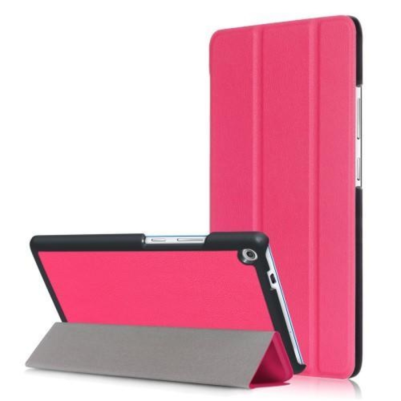 Trifold zapínacie PU kožené puzdro na Lenovo Tab 3 7 Plus - rose