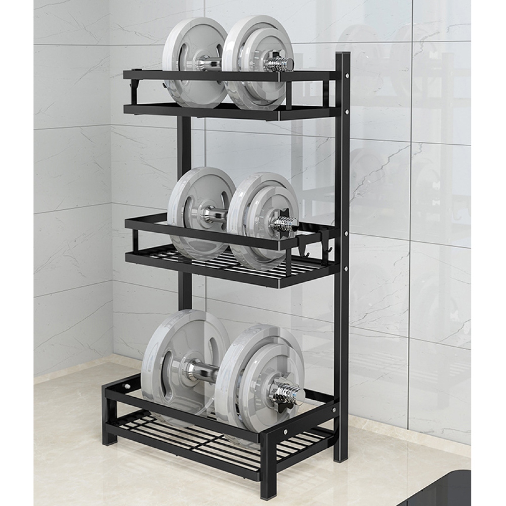 Trojpodlažný stojan na koreničky a nože z uhlíkovej ocele - čierny