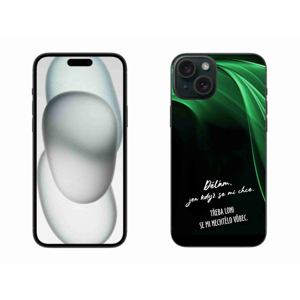 Gélový kryt mmCase na iPhone 15 Plus - vtipný text 12 čierne pozadie