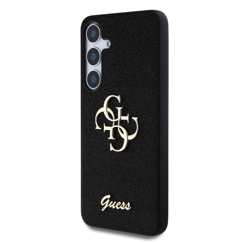 Guess PU Fixed Glitter 4G Metal Logo Zadný Kryt pre Samsung Galaxy S25 Black