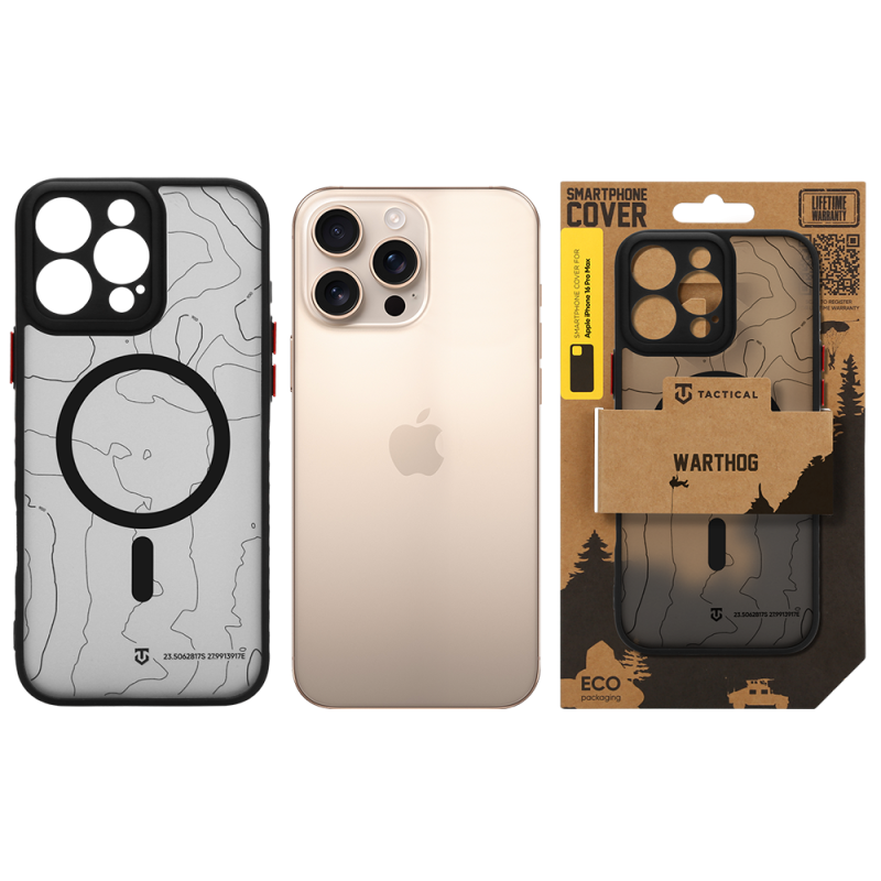 Tactical MagForce Warthog – puzdro pre Apple iPhone 16 Pro Max v čiernej farbe Asphalt