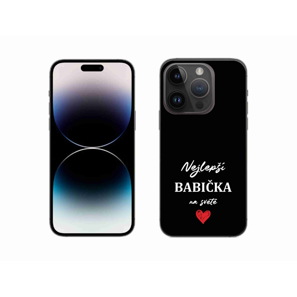 Gélový kryt mmCase na iPhone 14 Pro 6.1 - najlepšia babička 1 čierne pozadie