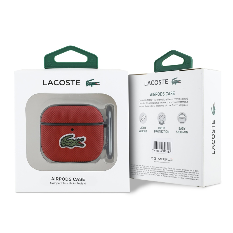 Lacoste Petit Pique Croc Logo Patch Case pre AirPods 4 Red