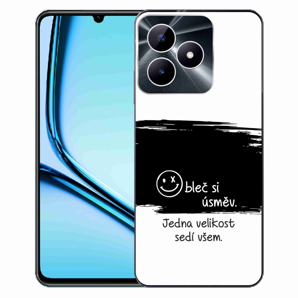 Gélový kryt mmCase na Realme Note 50 - vtipný text 8 čiernobiele pozadie
