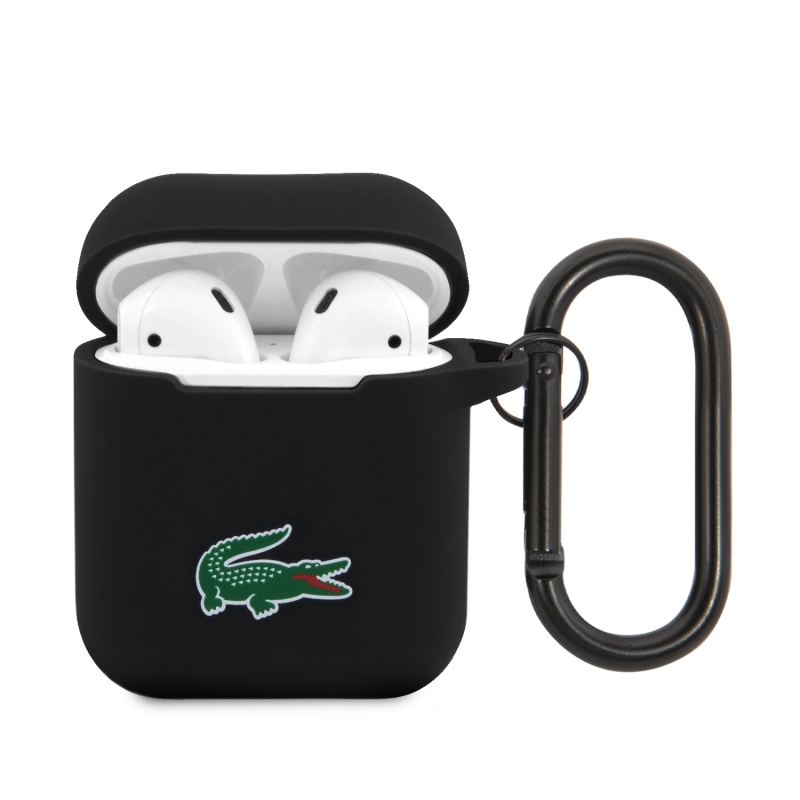 Lacoste Liquid Silicone Croc Logo Puzdro pre AirPods 1/2 Black