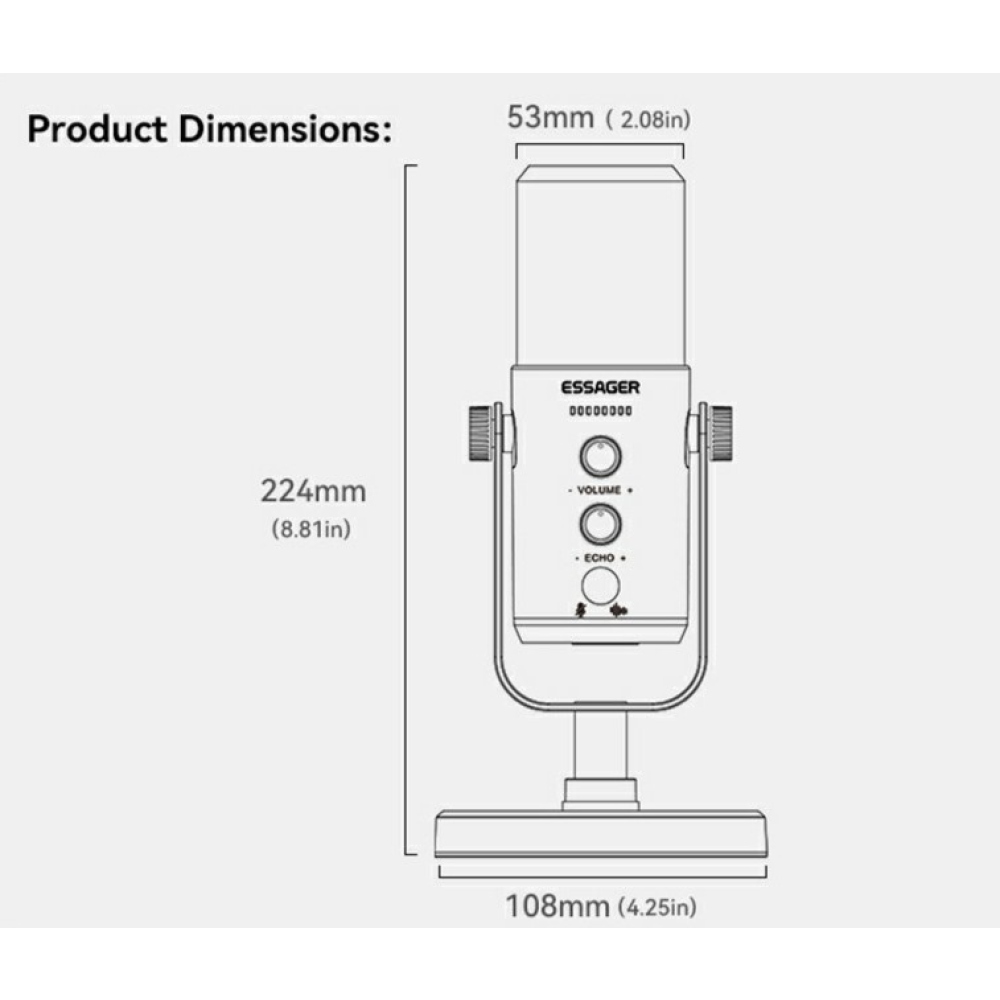 Essager stolný mikrofón XLR USB-C 3,5 mm s DSP redukciou šumu