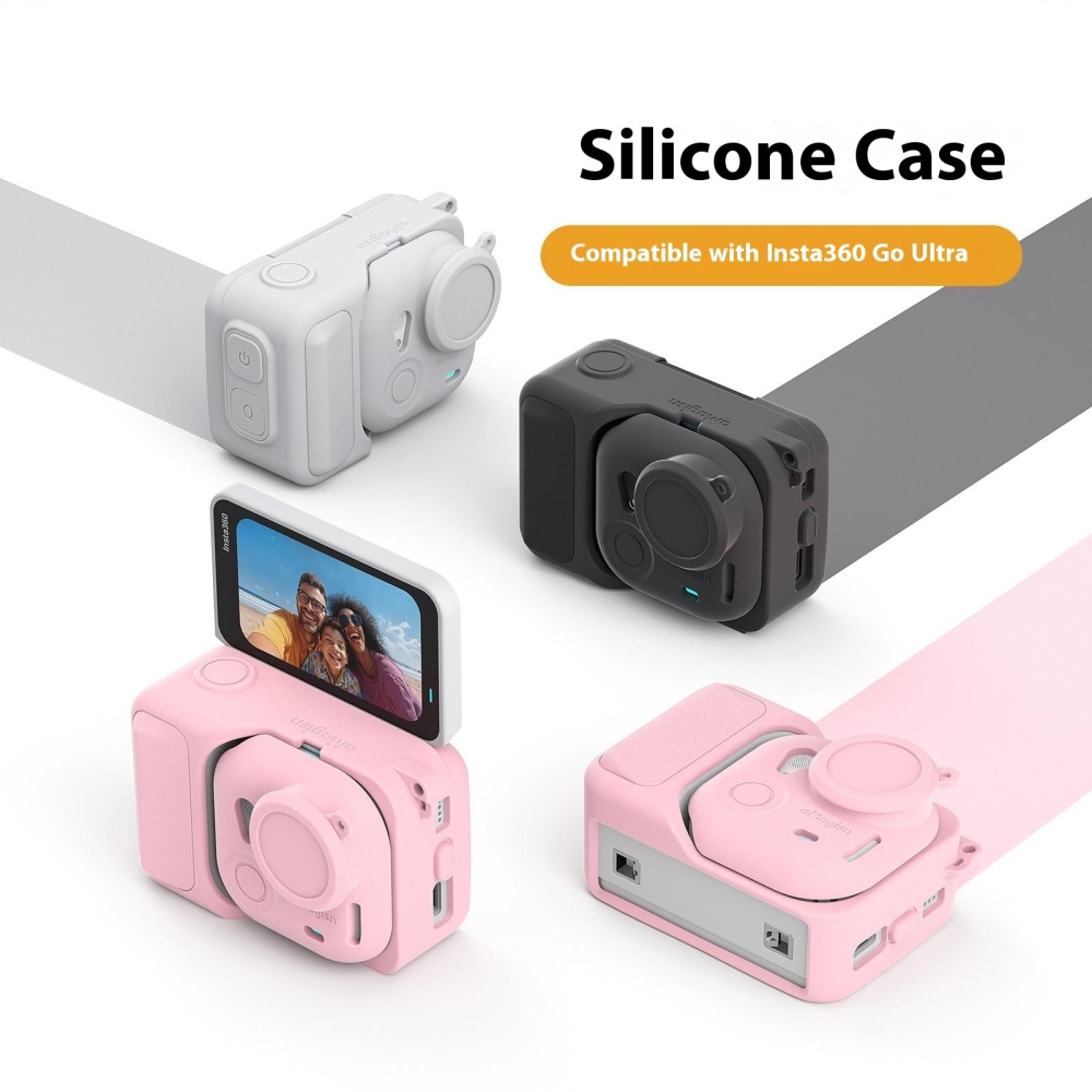 AMAGISN silikónové púzdro s krytkou objektívu pre Insta360 GO Ultra - čierne