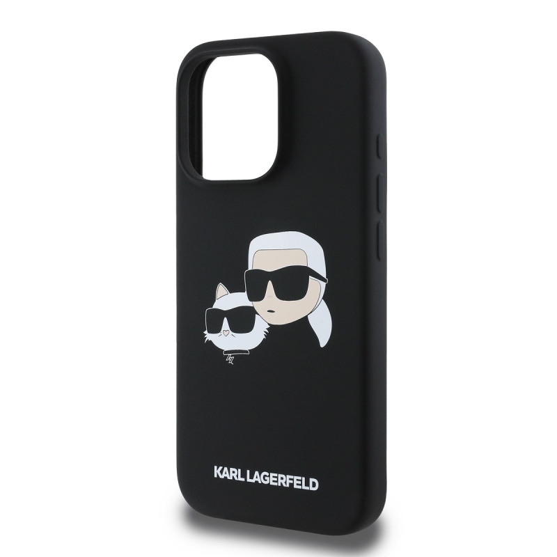 Karl Lagerfeld Liquid Silicone Double Heads MagSafe Zadný Kryt pre iPhone 16 Pro Black