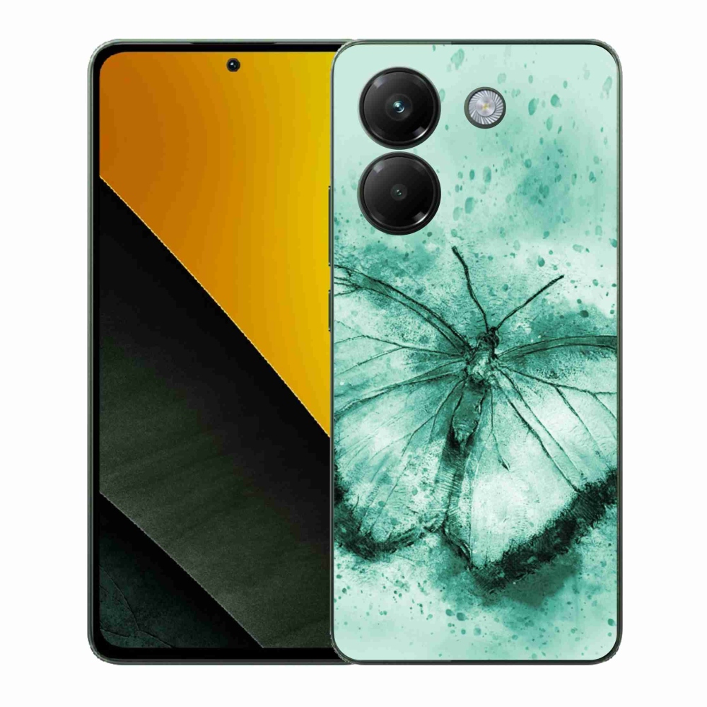 Gélový kryt mmCase na Xiaomi Poco M7 Pro 5G - zelený motýľ