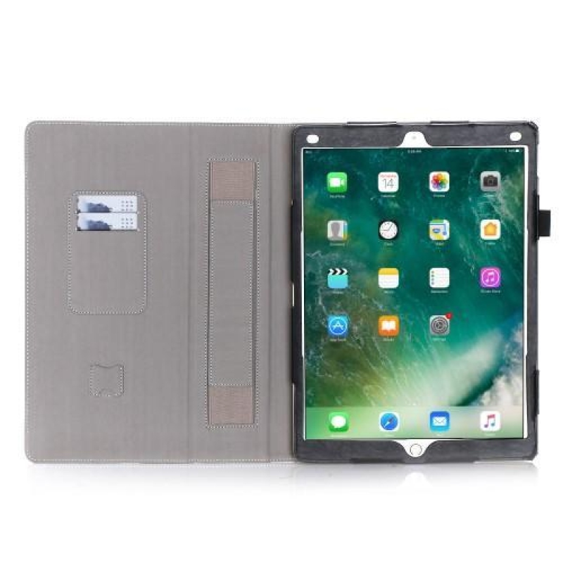 Two-point PU kožené puzdro s delenou chlopňou na iPad Pro 12.9 - čierne