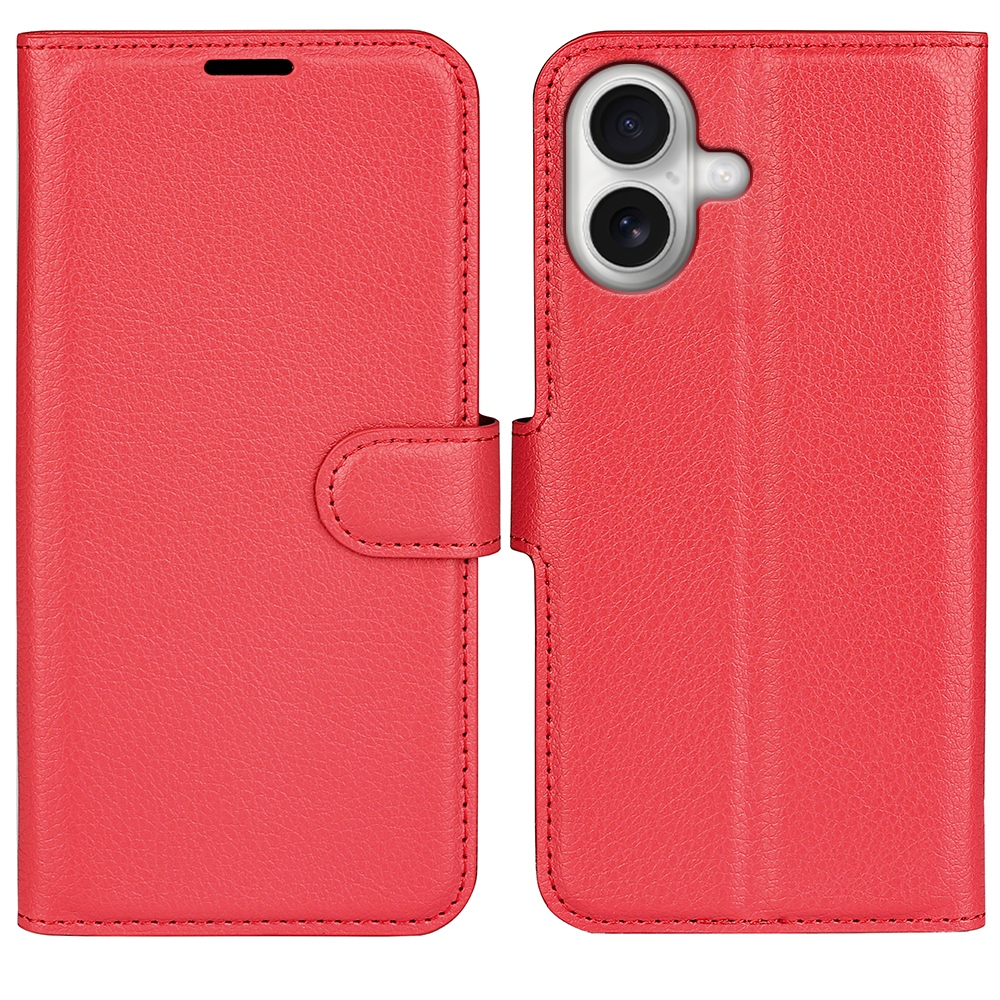 Litchi knižkové púzdro na iPhone 17 - červené