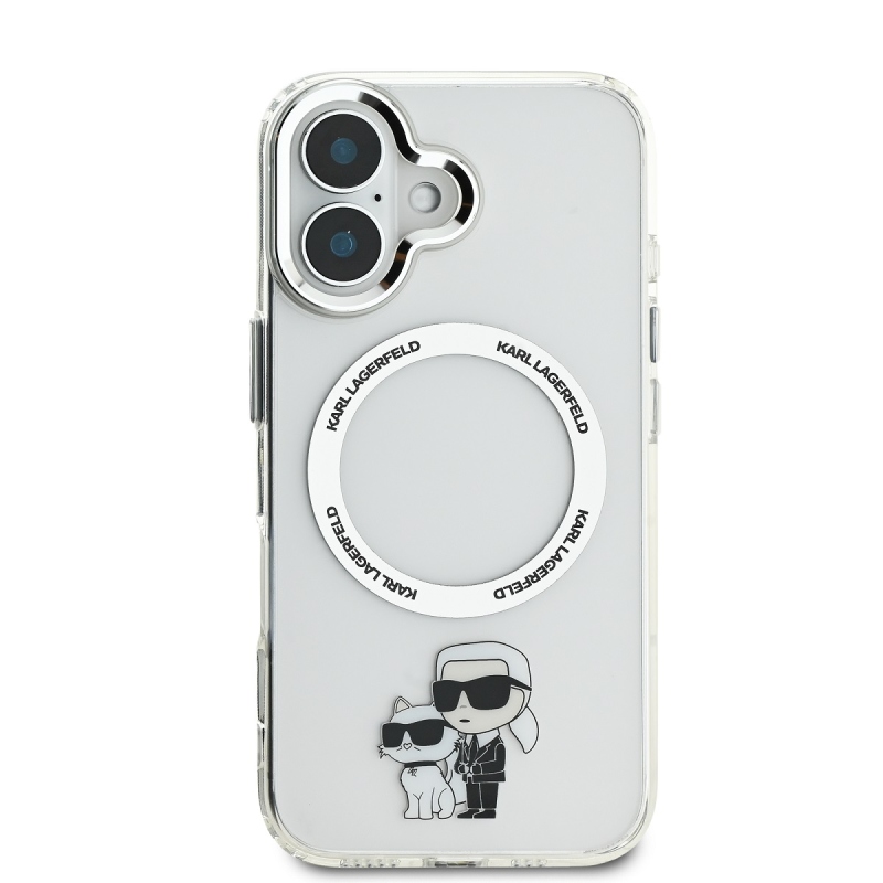 Karl Lagerfeld IML Karl a Choupette MagSafe Zadný Kryt pre iPhone 16 Transparent