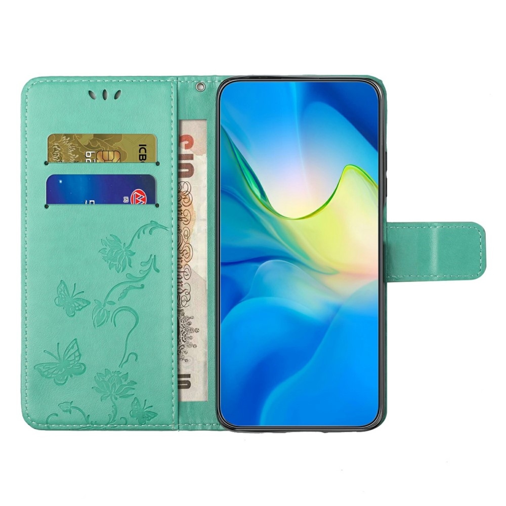 Flower knižkové púzdro na Samsung Galaxy A26 5G - modrozelené